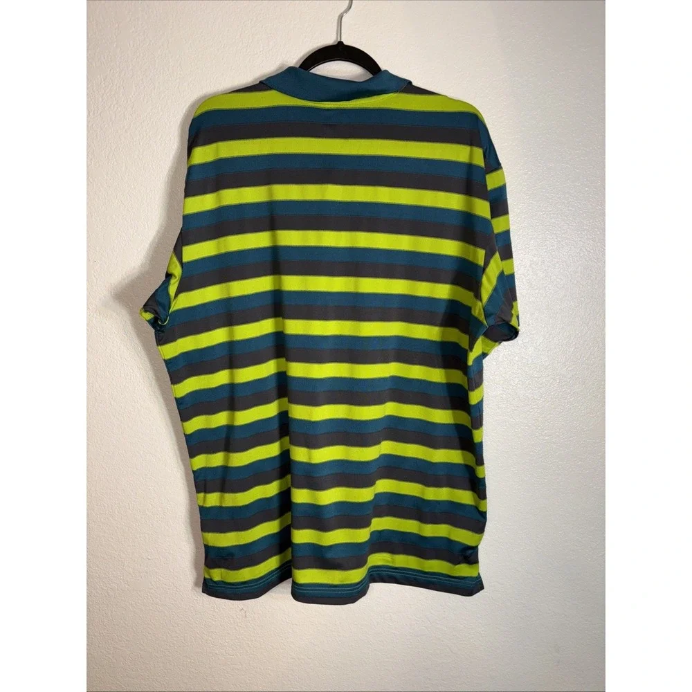 Columbia‎ Men's XL Polo Omni-Shade Green Striped Short Sleeve Golf Polo Shirt